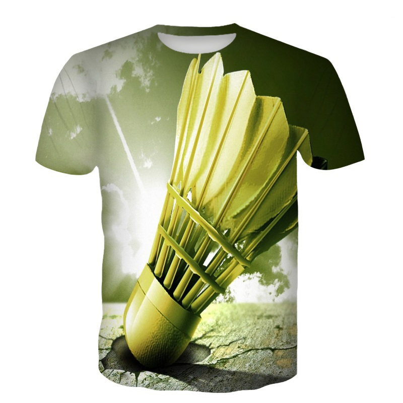 Badminton Aesthetic - الريشة تي شيرت الريشة ثلاثية الأبعاد