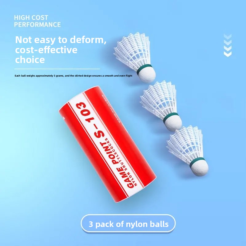 Badminton Nylon Shuttlecock - 1 أنبوب يحتوي على 3 قطع